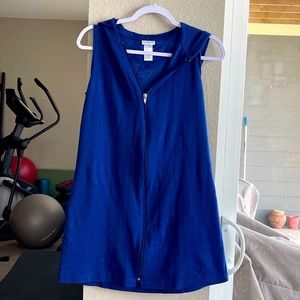 Wearabouts Royal Blue hoodie full zipper sleeveless swimsuit coverup. Size S